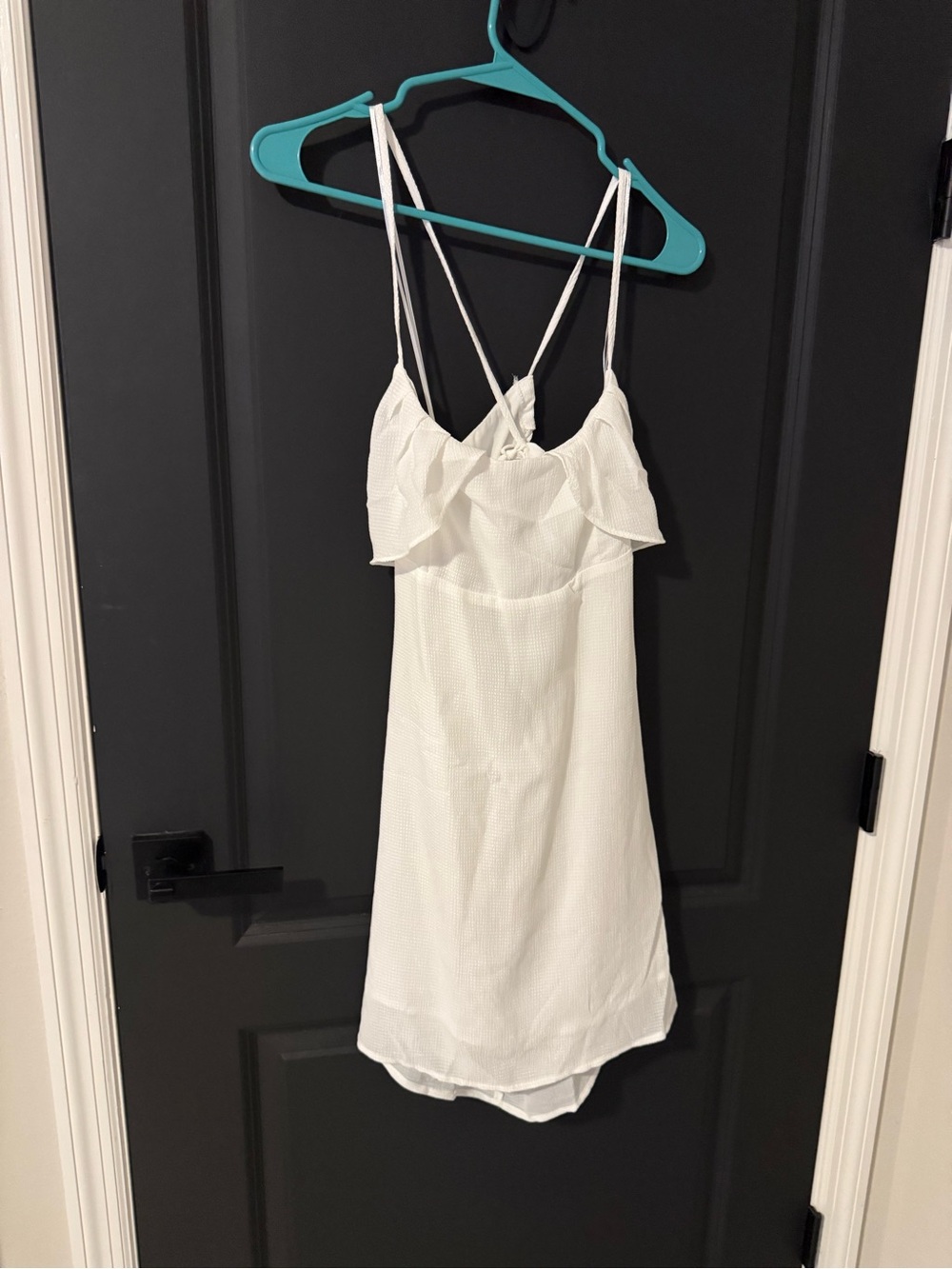 Women's White Ruffle-Front Slip Dress